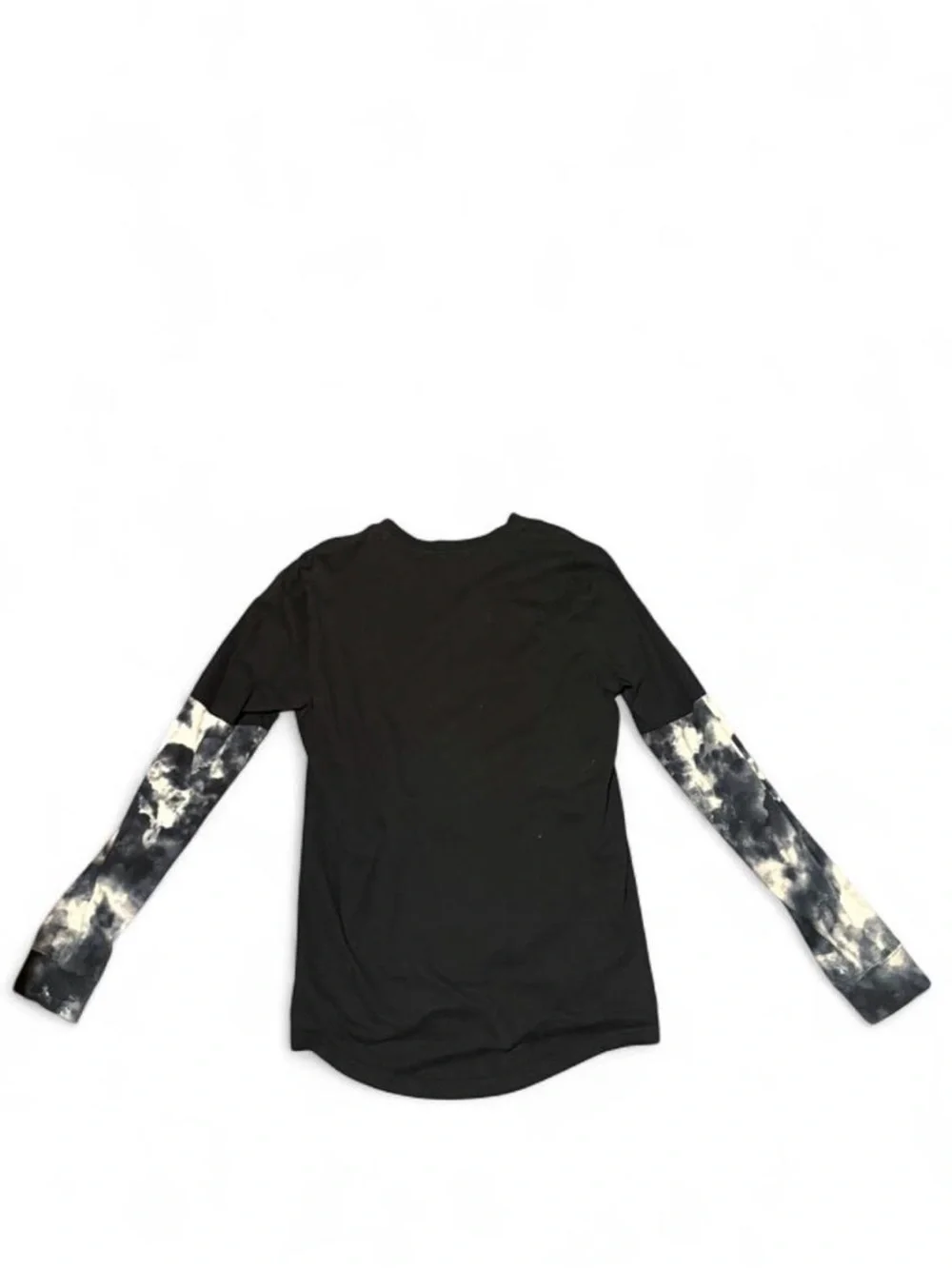 Jordan Black Tee with Black-and-White Tie-Dye Sleeves